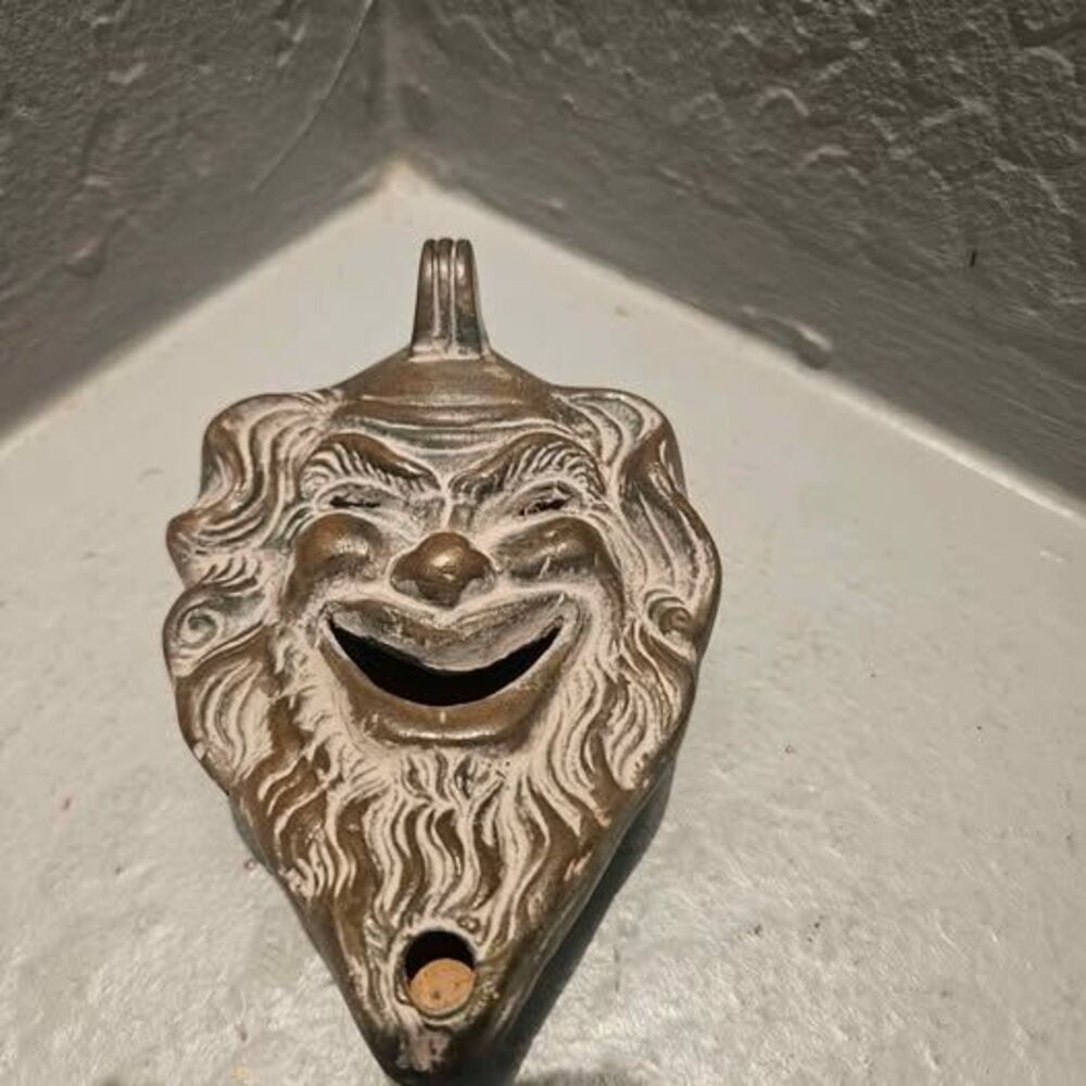 Satyr Head Ceramic Figural Oil Lamp 5.5"